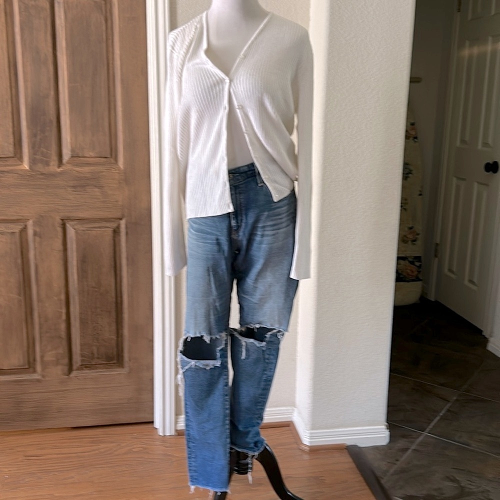 Adriano Goldschmied AG High Rise Jeans Distressed USA STRETCH Size 32R Raw Hem
